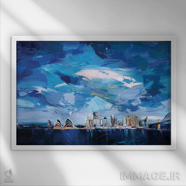 تابلو آسمانهای گردهمآمده اثر برایدی اوبرایان - نمای قابدار سفید