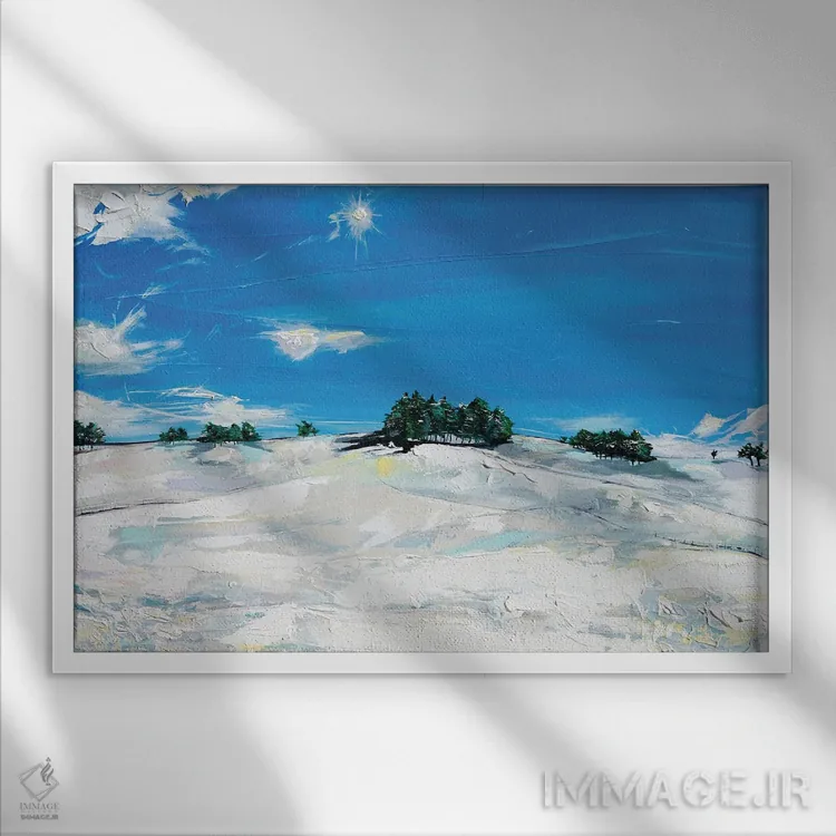 تابلو برف تازه اثر برایدی اوبرایان - نمای قابدار سفید