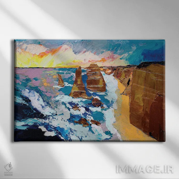 تابلو حواریون بایت (منظره ساحلی) اثر برایدی اوبرایان - نمای روبهرو روی دیوار