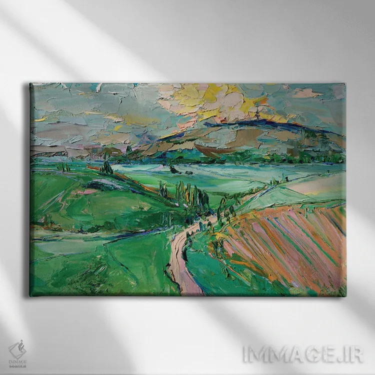 تابلو جایی در جادهٔ جنگلی اثر برایدی اوبرایان - نمای روبهرو روی دیوار