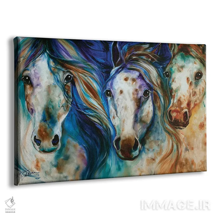 تابلو سه اسب وحشی آپالوسا اثر مارسیا بالدویین - نمای پرسپکتیو محصول