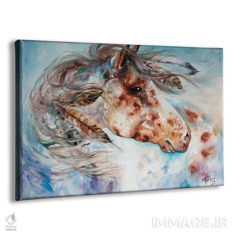 تابلو اسب جنگی آپالوسای رعدآسا اثر مارسیا بالدویین - نمای پرسپکتیو محصول