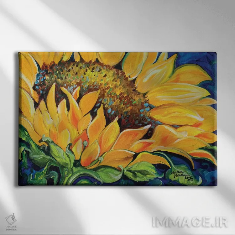 تابلو آفتابگردان سپتامبر اثر مارسیا بالدویین - نمای روبهرو روی دیوار