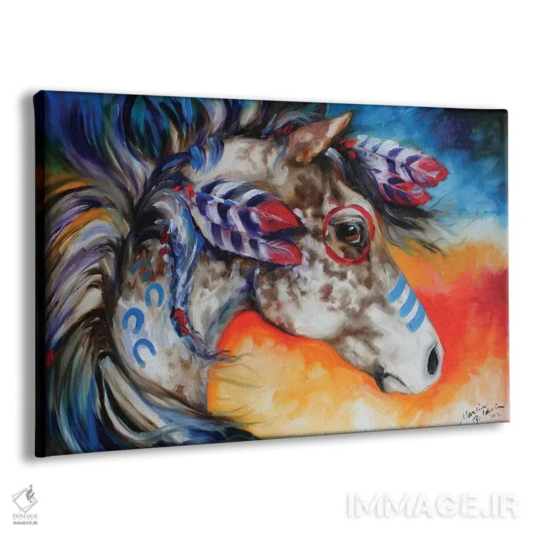 تابلو اسب جنگی سرخپوستان آپالوسا اثر مارسیا بالدویین - نمای پرسپکتیو محصول