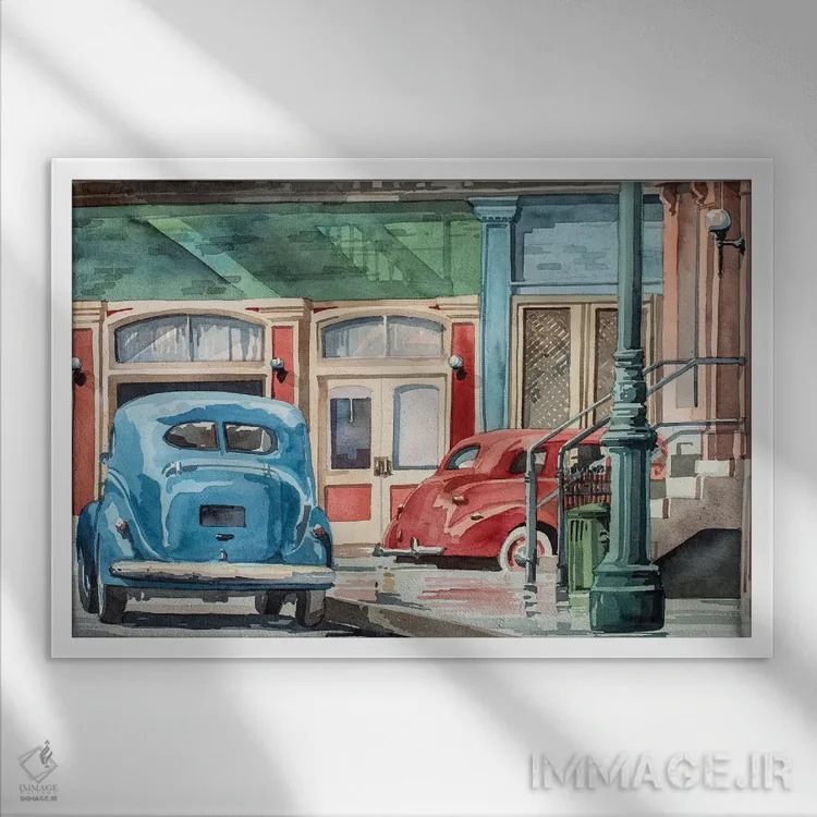 تابلو مرکز شهر اثر بیل درایزدیل - نمای قابدار سفید