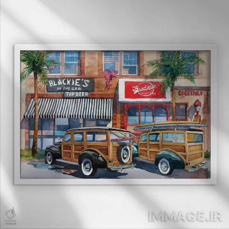 تابلو بازگشت به بلکیز (نام خاص/ساحل) اثر بیل درایزدیل - نمای قابدار سفید