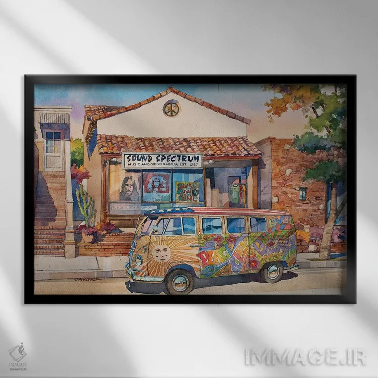 تابلو اتوبوس عشق اثر بیل درایزدیل - نمای قابدار مشکی