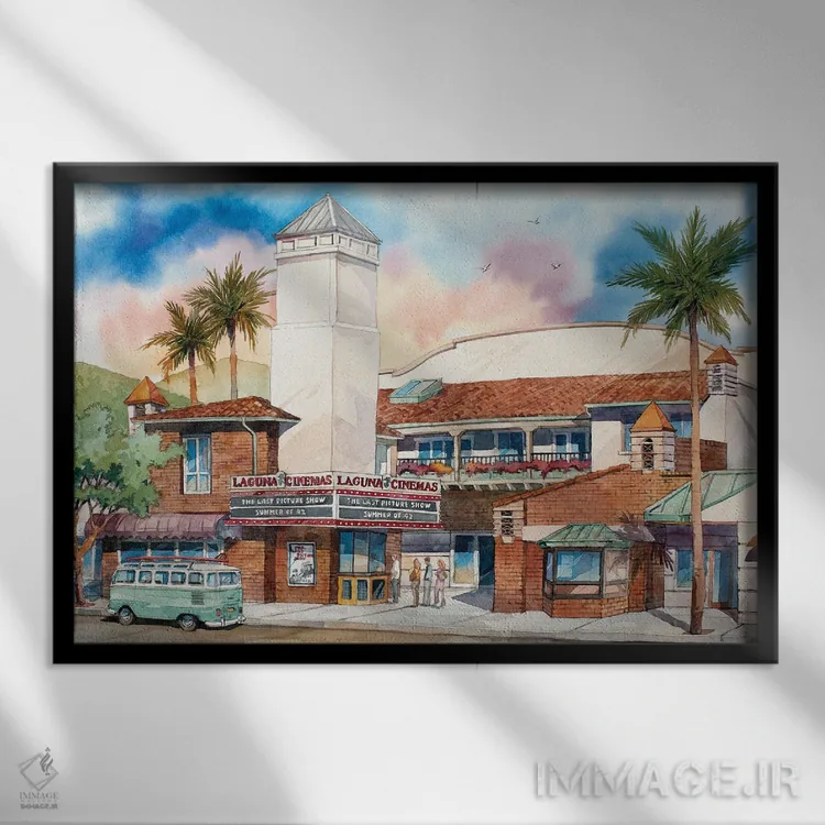 تابلو سینمای لاگونا اثر بیل درایزدیل - نمای قابدار مشکی