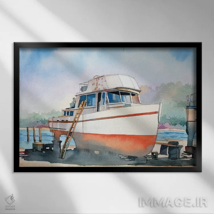 تابلو اسکلهٔ خشک سنت توماس اثر بیل درایزدیل - نمای قابدار مشکی