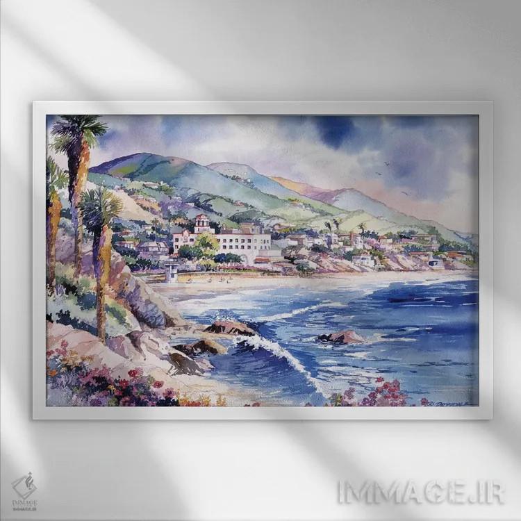 تابلو ساحل لاگونا اثر بیل درایزدیل - نمای قابدار سفید