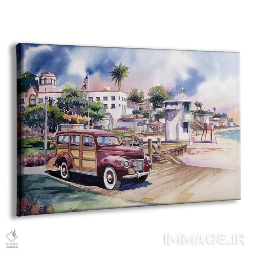 تابلو وودی لاگونا (خودرو چوبی کلاسیک) اثر بیل درایزدیل - نمای پرسپکتیو محصول
