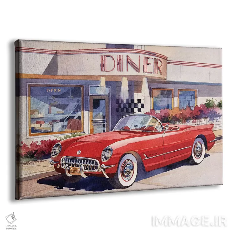 تابلو کوروت قرمز اثر بیل درایزدیل - نمای پرسپکتیو محصول