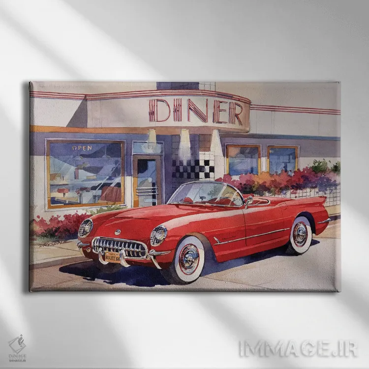 تابلو کوروت قرمز اثر بیل درایزدیل - نمای روبهرو روی دیوار