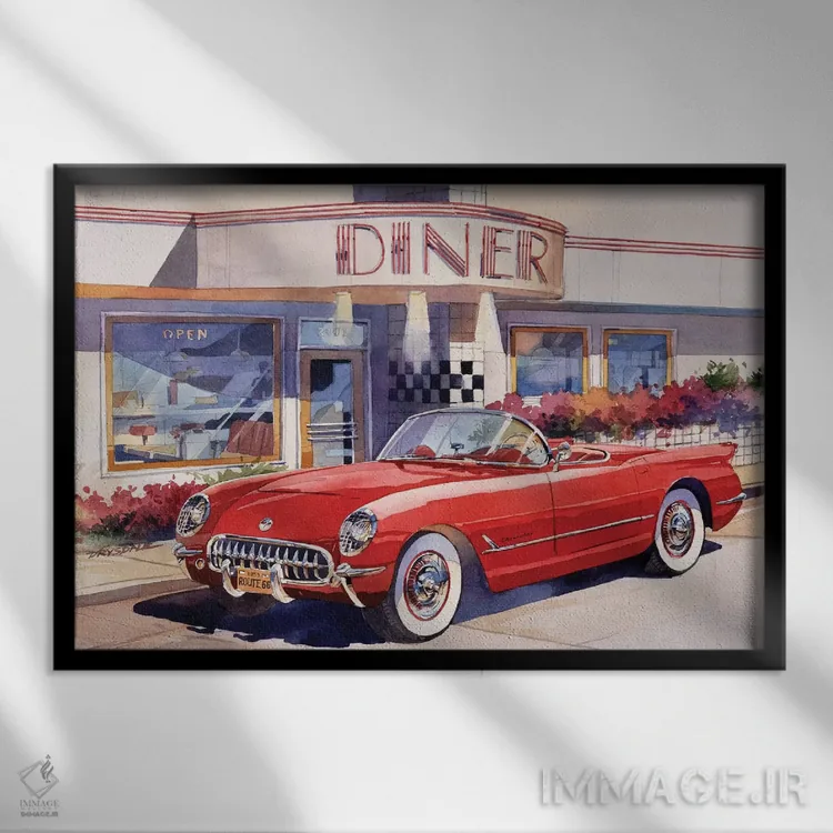 تابلو کوروت قرمز اثر بیل درایزدیل - نمای قابدار مشکی