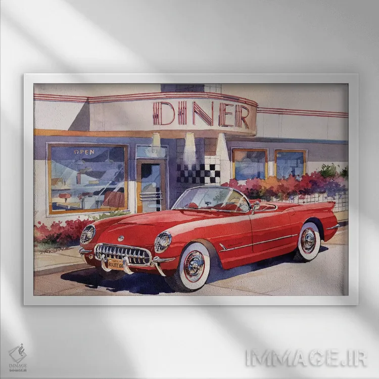 تابلو کوروت قرمز اثر بیل درایزدیل - نمای قابدار سفید