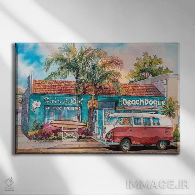 تابلو دختر موجسوار اثر بیل درایزدیل - نمای روبهرو روی دیوار