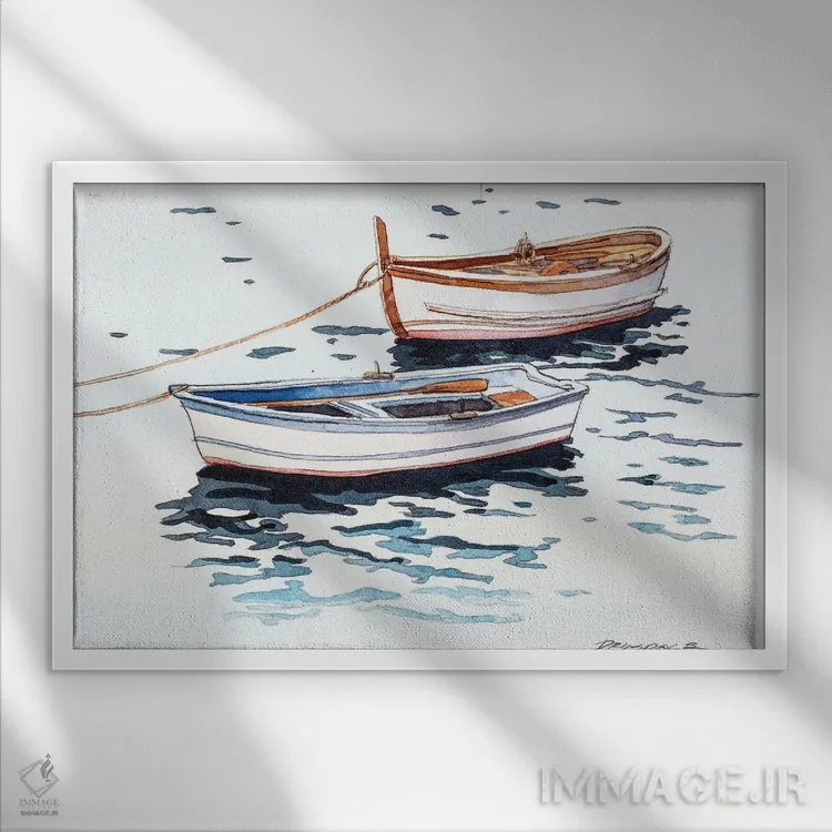 تابلو قایقهای ورناتزا اثر بیل درایزدیل - نمای قابدار سفید