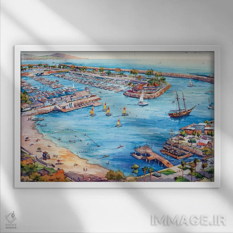 تابلو بندر دانا پوینت اثر بیل درایزدیل - نمای قابدار سفید