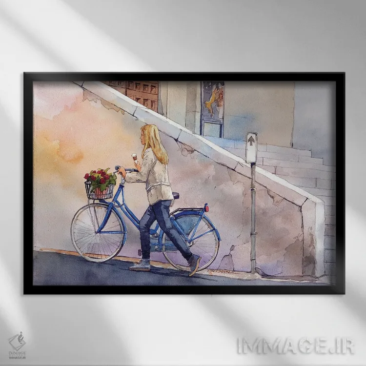 تابلو ژلاتو و گلها اثر بیل درایزدیل - نمای قابدار مشکی