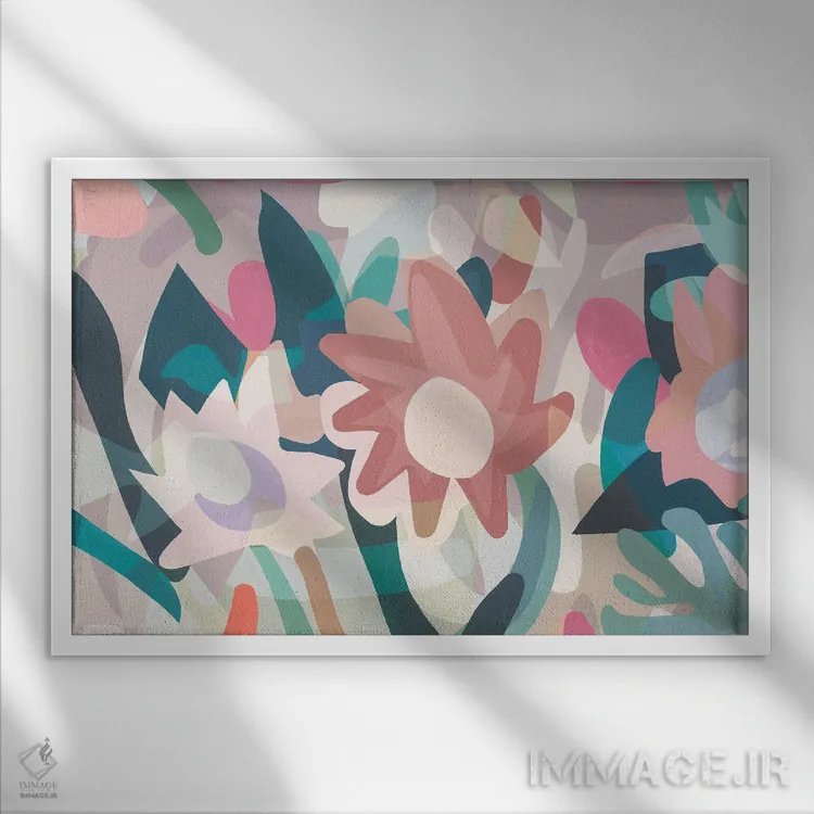 تابلو گلهای روشن اثر استودیو آرت برد (استودیو هنری) - نمای قابدار سفید