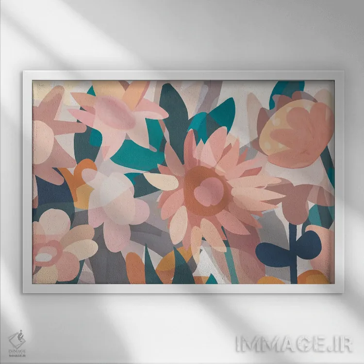 تابلو گلهای غربی اثر استودیو آرت برد (استودیو هنری) - نمای قابدار سفید