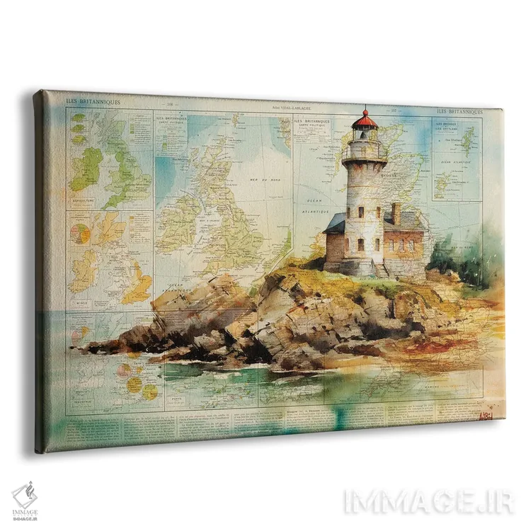 تابلو آبرنگ فانوس دریایی اثر استودیو آرت برد (استودیو هنری) - نمای پرسپکتیو محصول