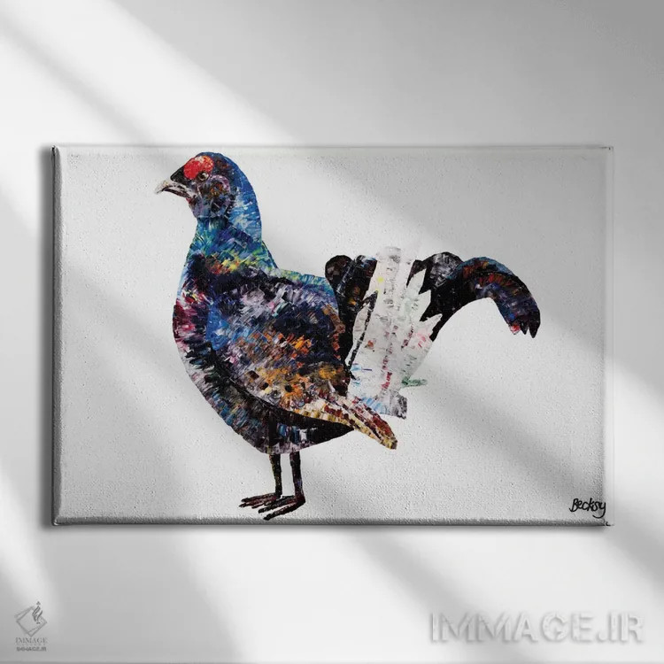 تابلو مرغ جنگلی سیاه اثر بکسی - نمای روبهرو روی دیوار