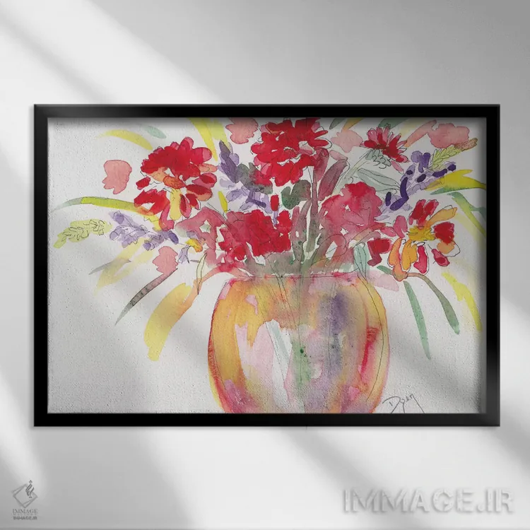 تابلو دستهگل تابستانی اثر بیورلی دایر - نمای قابدار مشکی