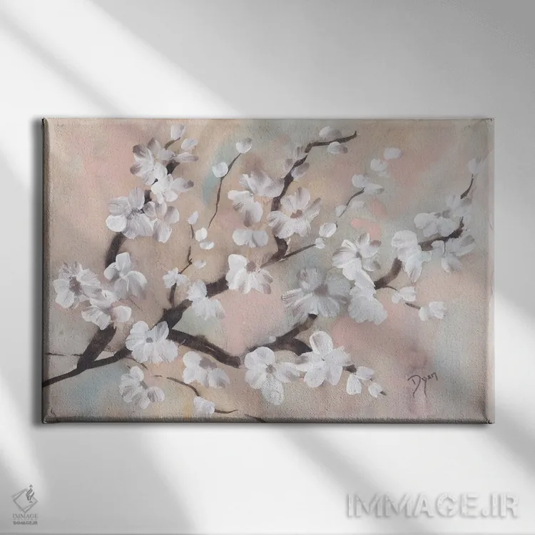 تابلو شاخه شکوفهٔ درخت اثر بیورلی دایر - نمای روبهرو روی دیوار
