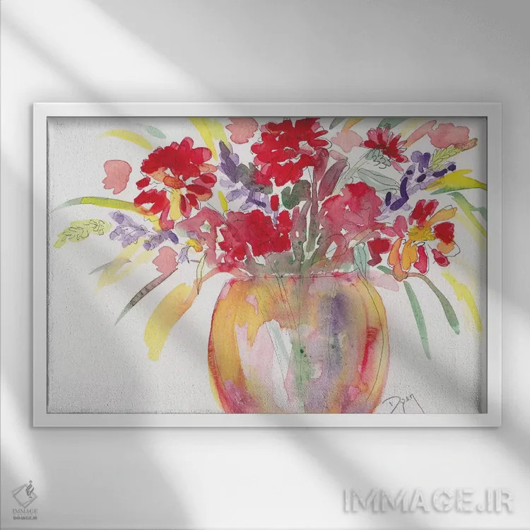 تابلو دستهگل تابستانی اثر بیورلی دایر - نمای قابدار سفید