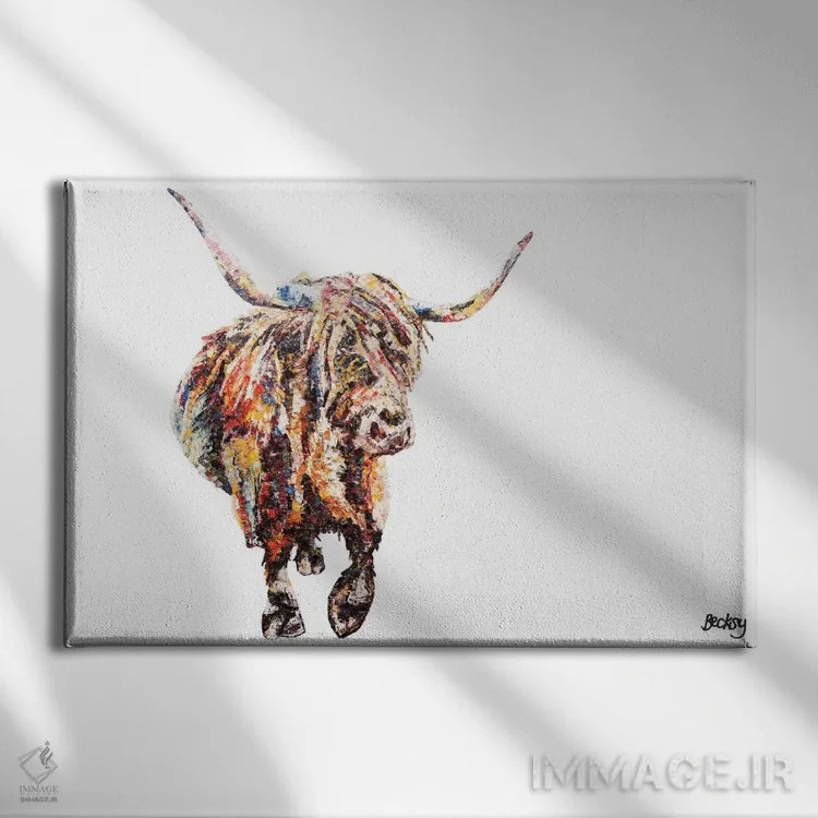 تابلو گاو کوهی فریزر اثر بکسی - نمای روبهرو روی دیوار