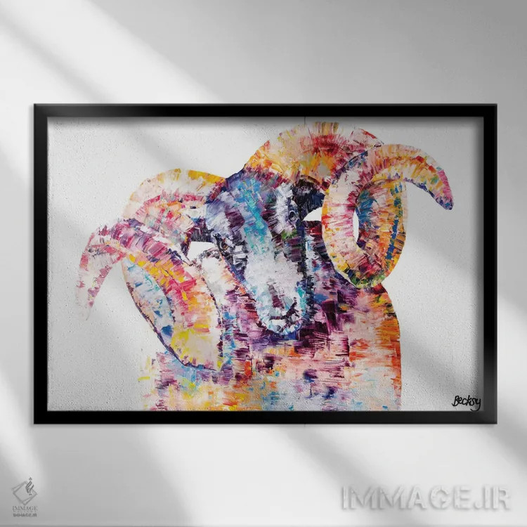 تابلو گوسفند سیاهصورت اثر بکسی - نمای قابدار مشکی