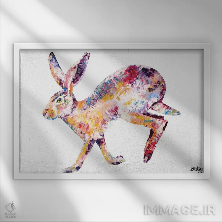 تابلو خرگوش صحرایی اثر بکسی - نمای قابدار سفید