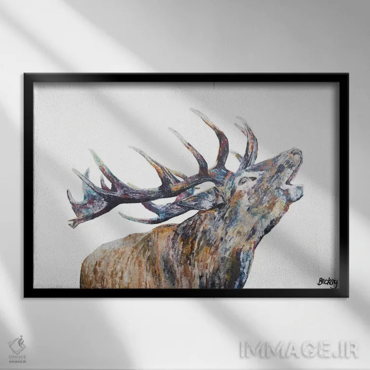 تابلو موردو اثر بکسی - نمای قابدار مشکی