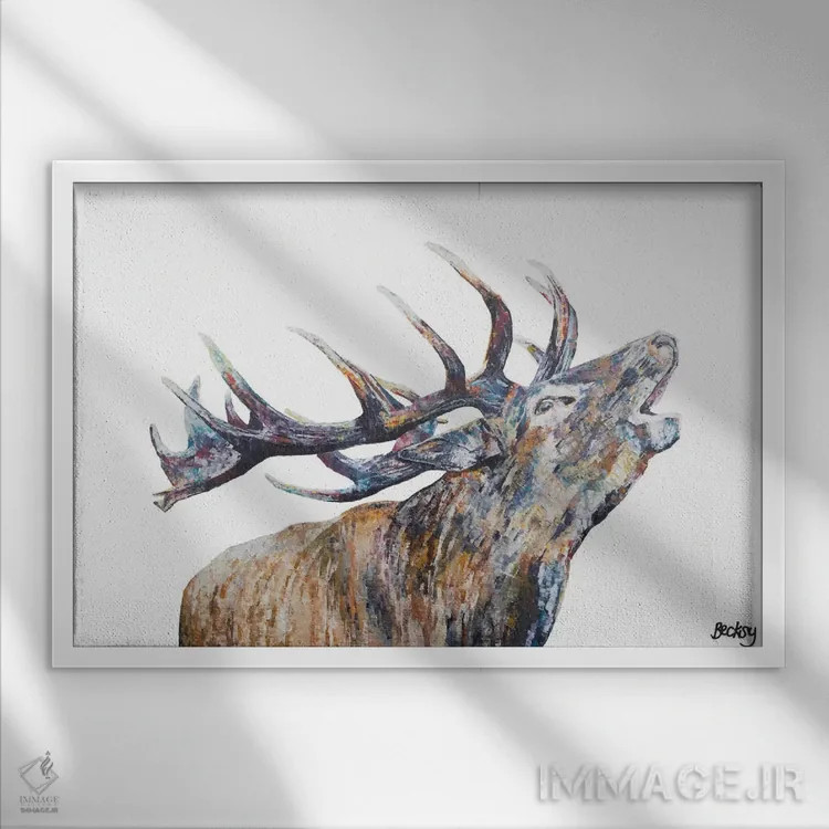 تابلو موردو اثر بکسی - نمای قابدار سفید