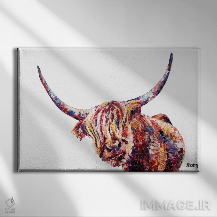 تابلو گاو کوهی اولیویا اثر بکسی - نمای روبهرو روی دیوار