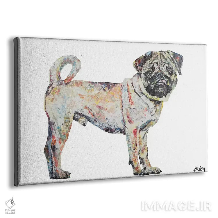 تابلو سگ پاگ اثر بکسی - نمای پرسپکتیو محصول