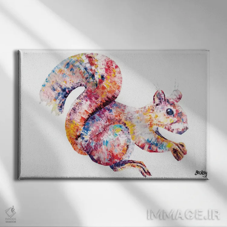 تابلو سنجاب قرمز اثر بکسی - نمای روبهرو روی دیوار