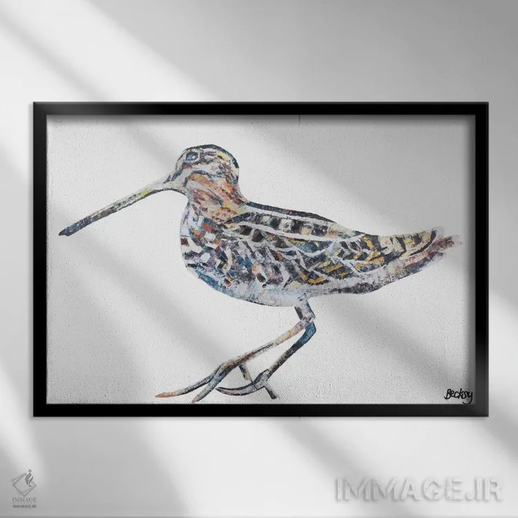 تابلو تیمبردودل (پرنده چوبی) اثر بکسی - نمای قابدار مشکی