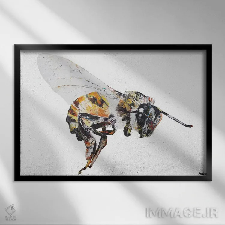 تابلو زنبور اثر بکسی - نمای قابدار مشکی