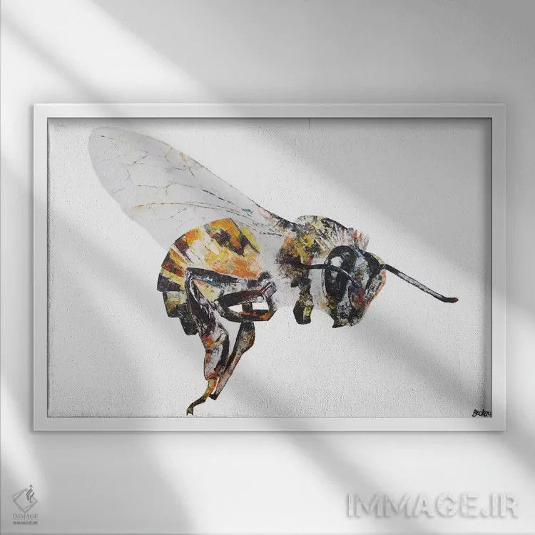 تابلو زنبور اثر بکسی - نمای قابدار سفید