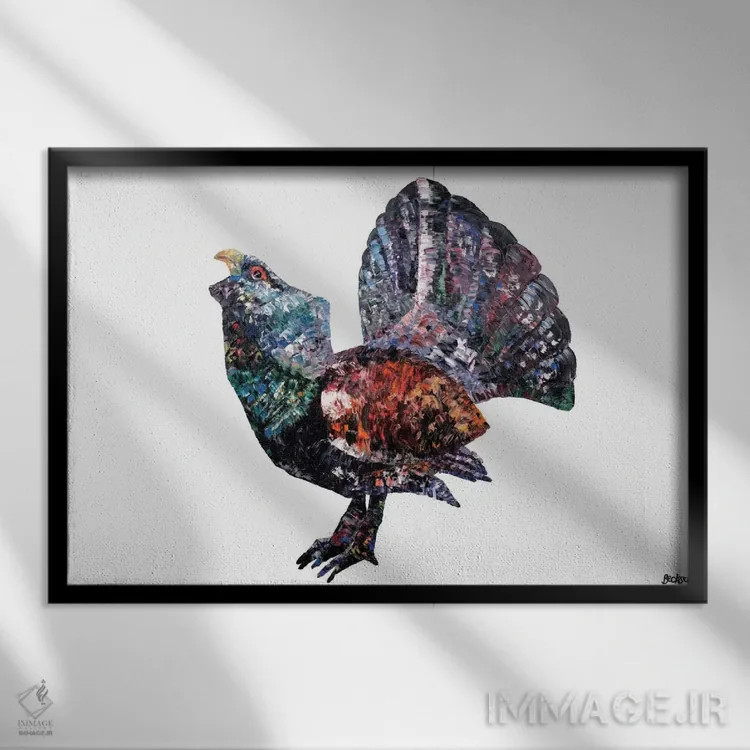 تابلو کپرکایلی (نوعی پرنده) اثر بکسی - نمای قابدار مشکی