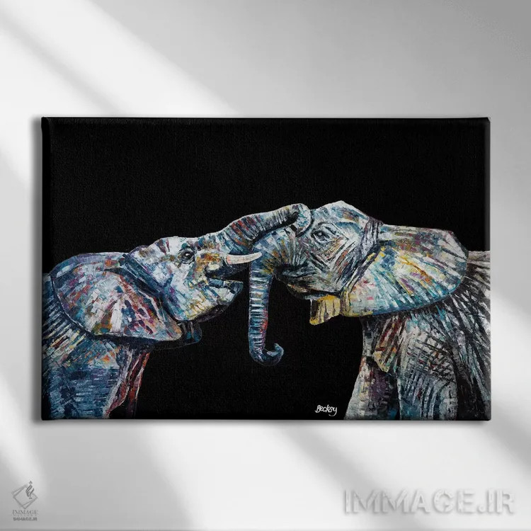 تابلو Black Background,باهاتی و باشاشا، پسزمینهٔ سیاه اثر بکسی - نمای روبهرو روی دیوار