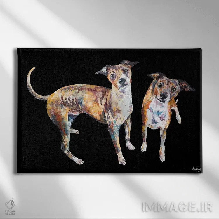 تابلو Black Background,پاکو و ریکو، پسزمینهٔ سیاه اثر بکسی - نمای روبهرو روی دیوار