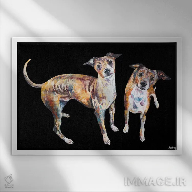 تابلو Black Background,پاکو و ریکو، پسزمینهٔ سیاه اثر بکسی - نمای قابدار سفید