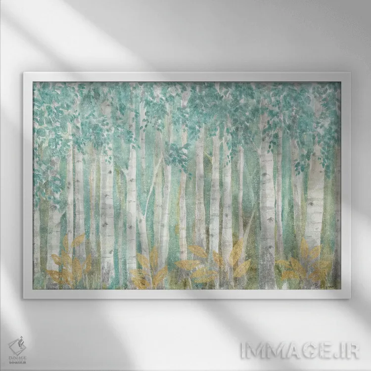 تابلو برگهای طبیعت I اثر بث گروو - نمای قابدار سفید