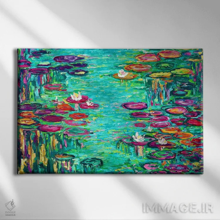 تابلو دریاچهٔ جادویی اثر جولیا بورگ - نمای روبهرو روی دیوار