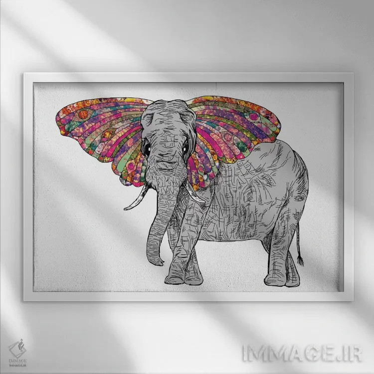 تابلو بلا فیل-پروانهٔ خوشحال (کاراکتر کودکانه) اثر بیانکا گرین - نمای قابدار سفید