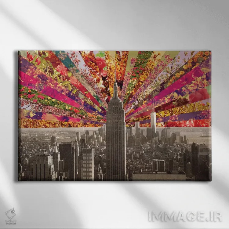 تابلو نیویورک شکوفهزننده اثر بیانکا گرین - نمای روبهرو روی دیوار