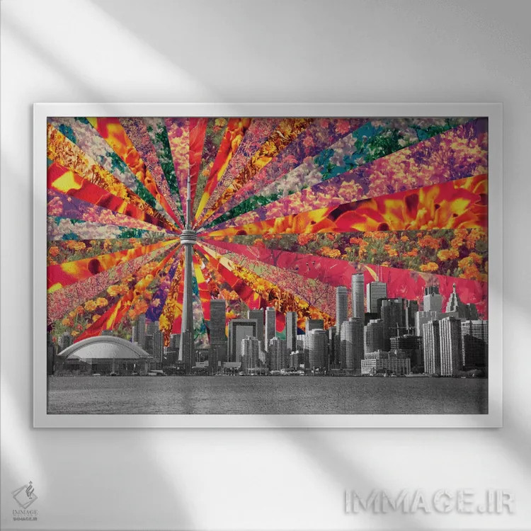 تابلو تورنتو شکوفهزننده اثر بیانکا گرین - نمای قابدار سفید